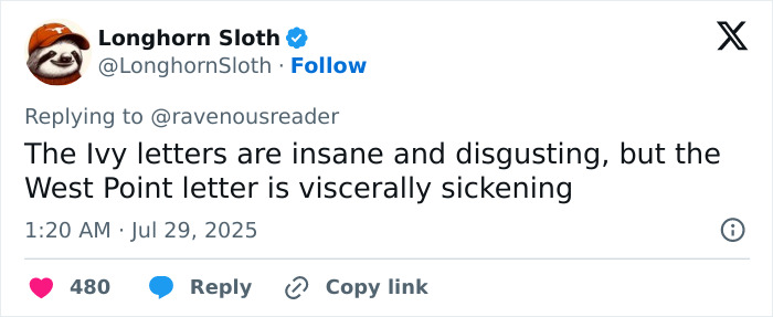 Screenshot of a social media post discussing Ivy League scholarship letters and reactions to West Point's letter. - 38