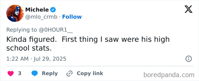 Tweet from Michele discussing high school stats of the man responsible for Manhattan massacre with a chilling note. - 15