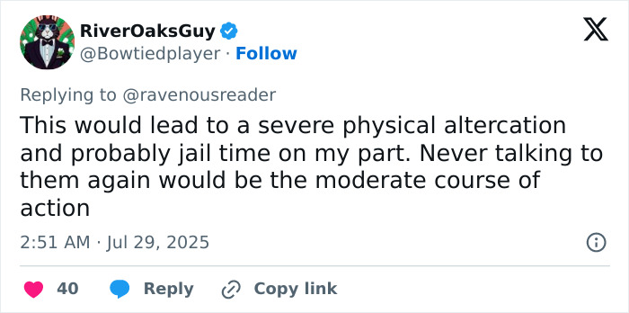 Screenshot of a social media post discussing consequences related to a physical altercation in an online conversation. - 40