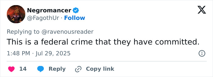 Screenshot of a social media post discussing a federal crime related to Ivy League scholarship issues. - 20