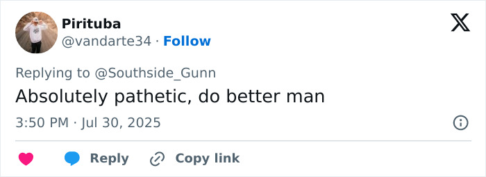 Screenshot of a social media reply criticizing Joey Swoll&rsquo;s apology after Hulk Hogan memorial video sparked backlash.