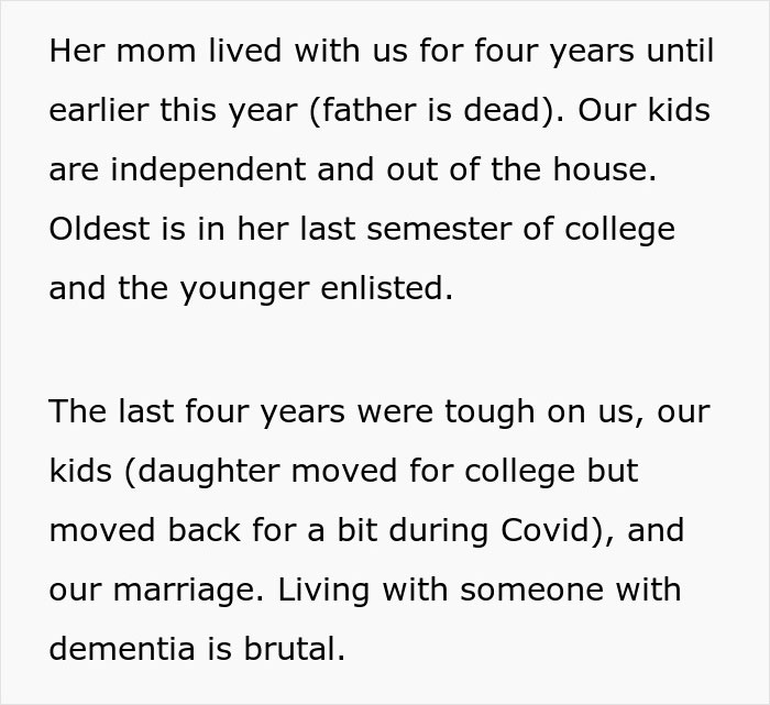 Text describing a woman&rsquo;s decision to leave her husband to find herself and take their dream trip alone.