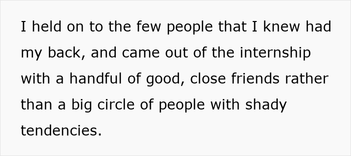Text about holding on to loyal people and avoiding shady ones during internship, related to best friend sabotage relationship bf.