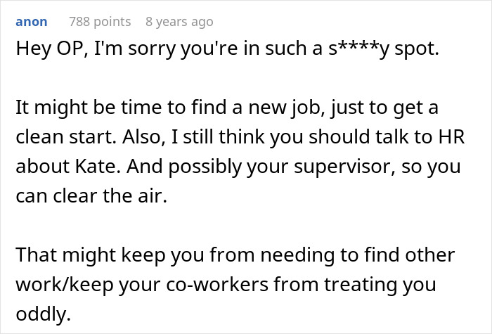 Comment showing advice for a jealous wife spying husband work situation about handling job and coworkers issues.