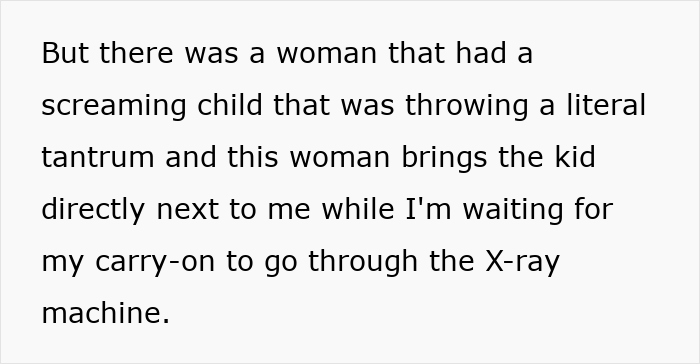 Woman tries to survive TSA at 7AM while dealing with a rude mom and her screaming child causing a scene near the X-ray machine. - 7