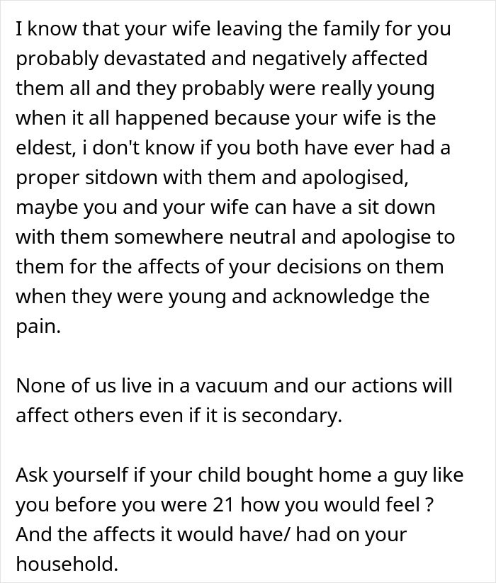 Text discussing family impacts after a man buys wife’s childhood home and her brother demands he move out. - 35
