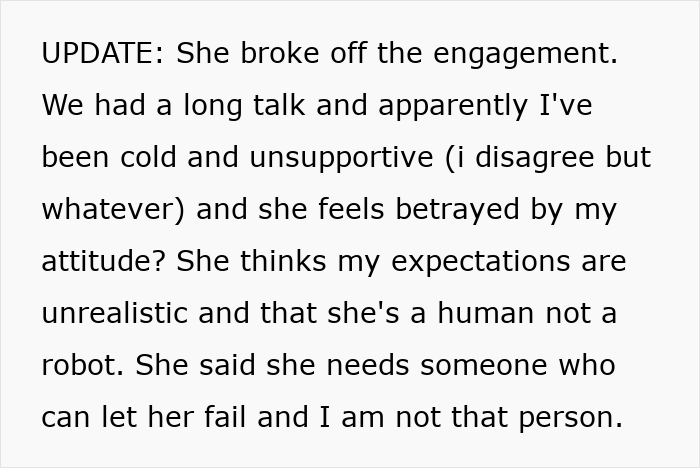 Update text about man dealing with fiancée who broke off engagement after conflict and feeling betrayed. - 15