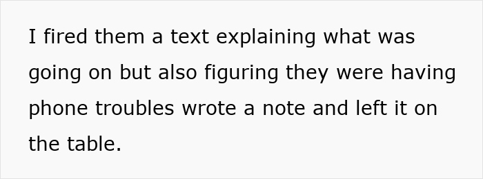 Note on table explaining situation left by family to blacklisted local babysitters after phone troubles.