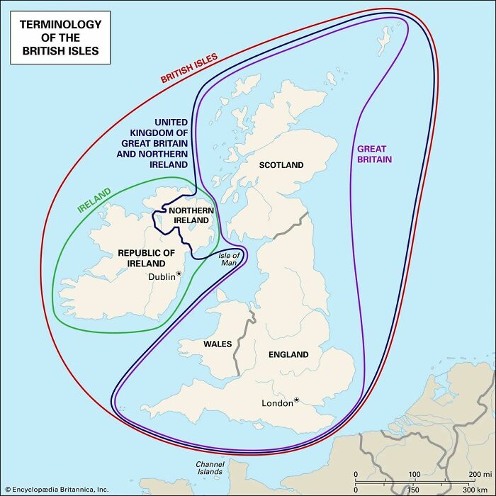 Map of the British Isles showing regions including Great Britain, Northern Ireland, Wales, and the Republic of Ireland.