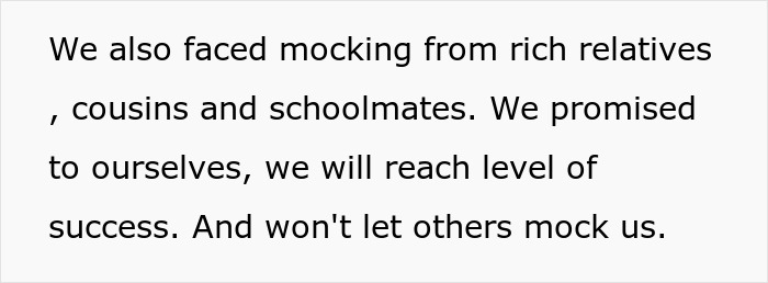 Text excerpt on a white background about facing mocking from relatives and schoolmates and promising to reach success. - 3