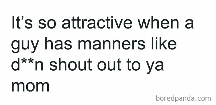 Text post with humorous content about attractive manners, part of hilarious posts to share with your circle of idiots.