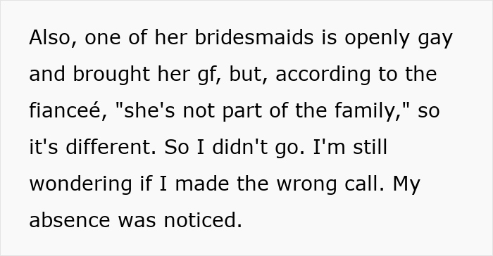 Text excerpt from a story about a gay man&rsquo;s experience with wedding invitation and family acceptance issues.