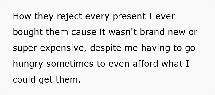 Text showing frustration in a manipulative mom daughter story drama about rejected gifts despite sacrifices made. - 4
