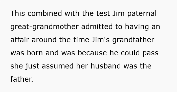 Text explaining a family DNA test revealing a misunderstanding about paternity linked to a daughter’s dark skin, with a husband seeking forgiveness. - 12