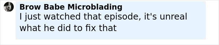 Comment about a plastic surgeon who fixes botched operations, praising the improvement visible in before-and-after photos.