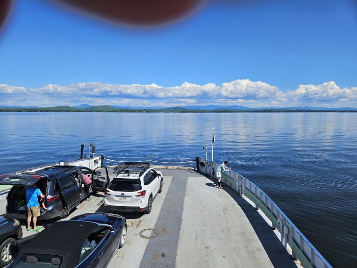 On The Ferry From NY State To Vermont. Yes That Is My Finger At The Top Of The Pic