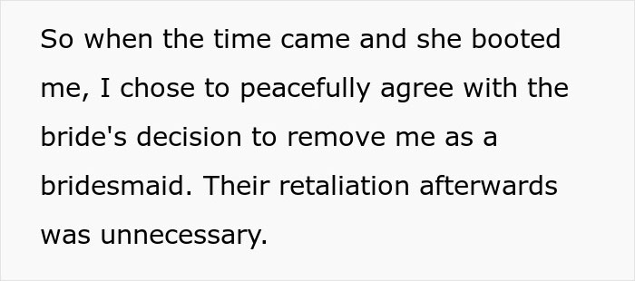 Text excerpt describing a bride trying to cancel a guest’s resort room out of spite and the subsequent backlash. - 60