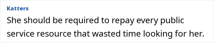 Comment mentioning repayment for public resources spent searching for woman who mysteriously vanished in Death Valley. - 26