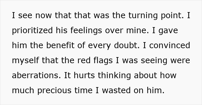 Text excerpt reflecting a man’s reaction after reading wife’s diary and discovering upsetting red flags in their relationship. Text excerpt reflecting a man’s reaction after reading wife’s diary and discovering upsetting red flags in their relationship.