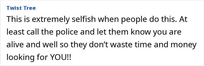 Comment by Twist Tree about reporting a woman who mysteriously vanished in Death Valley to the police promptly. - 18