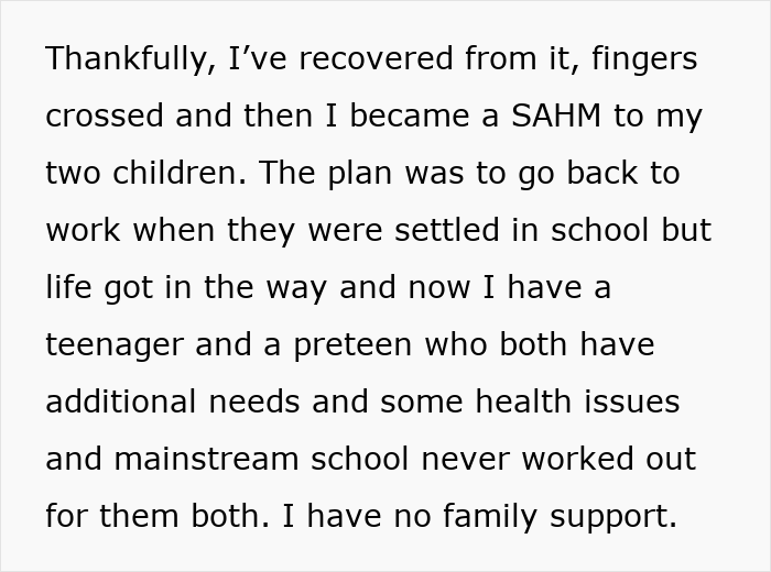Text excerpt about a stay-at-home mom with kids facing health issues and lack of family support handling life challenges. - 4