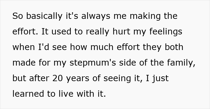 Text excerpt showing a woman expressing feelings about making all the effort in her relationship and deciding to leave her partner homeless if she dies.