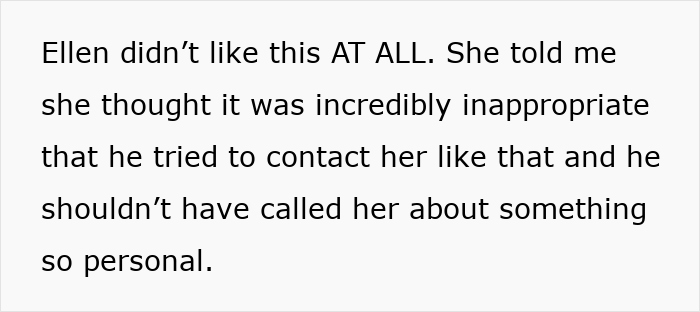 Text discussing a best friend&rsquo;s attempt to sabotage a relationship by contacting someone about a personal issue.