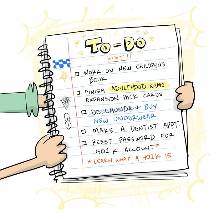 Person and brain arguing with each other about productivity in a funny comic from 40 funny comics series.