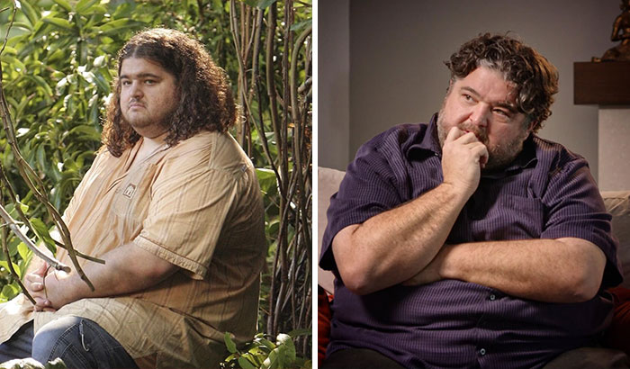 Actor Jorge Garcia in a side-by-side comparison showing his appearance as part of Lost cast 15 years after the show.