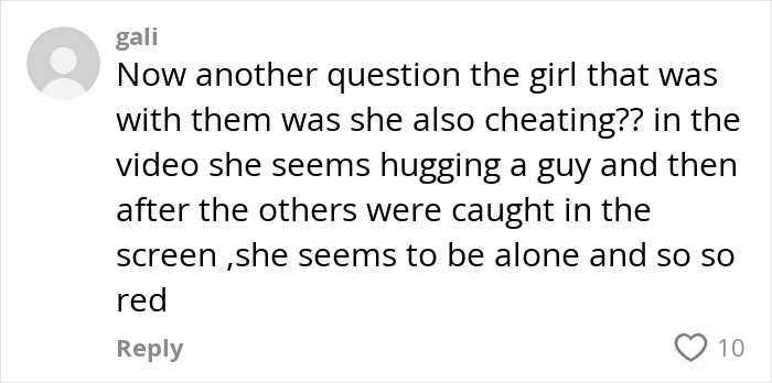 Comment questioning if the girl with the viral Coldplay couple was also cheating, mentioning video behavior before Chris Martin caught them. Comment questioning if the girl with the viral Coldplay couple was also cheating, mentioning video behavior before Chris Martin caught them.