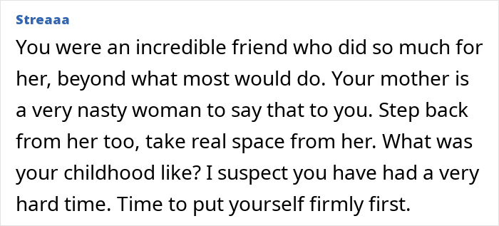 Text message conversation discussing cutting off a friend who stayed in an abusive marriage and prioritizing self-care.