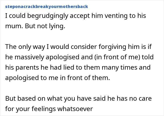 Alt text: Woman discovers husband texted his mother about lies and betrayal, expressing hurt and demanding apology and honesty.