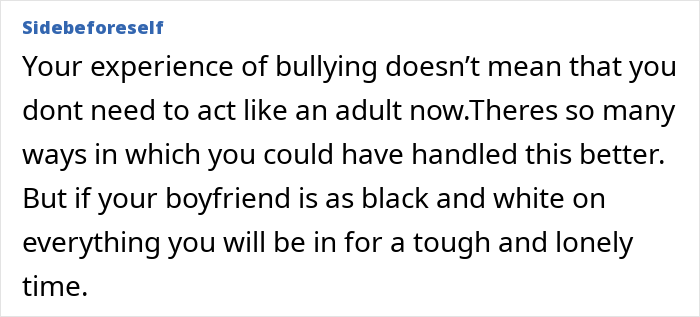 Text comment about a woman shocked after overhearing boyfriend&rsquo;s parents discussing her, feeling upset and unwilling to see them again.