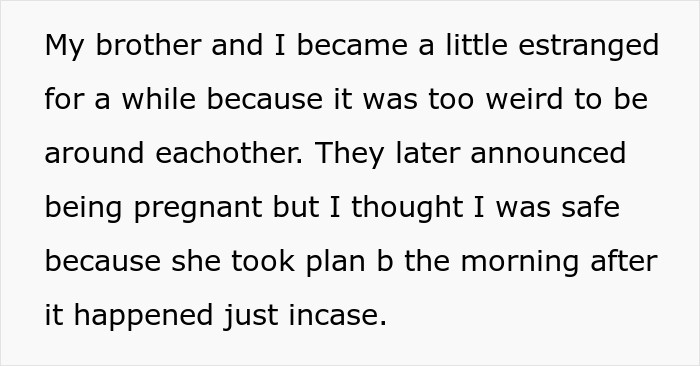 Text excerpt from a family drama about the bio dad refusing to babysit after unexpected pregnancy news.