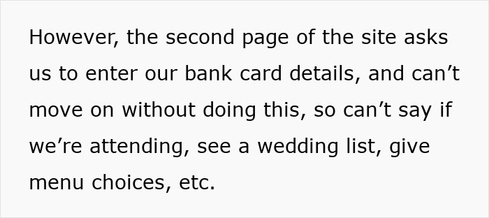 Confused Guest Asked To Share Financial Details Online Or Else They Can't RSVP To Wedding