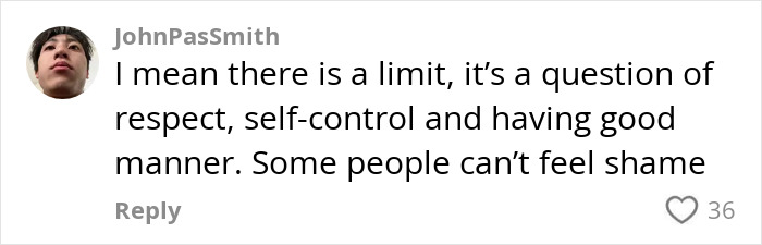 Social media comment discussing respect and self-control related to a passenger PDA act on plane sparking debate.