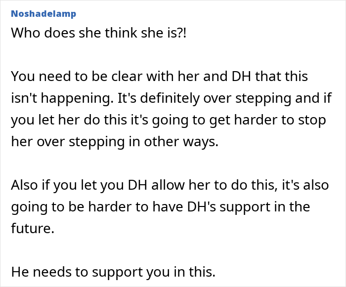 Text discussion about a mother-in-law demanding a more Christian baby name, causing discomfort for the mom.