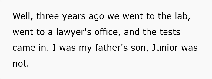 Text from a DNA test reveals a dad's illegitimate son is not his, causing emotional distress over his golden child status. Text from a DNA test reveals a dad's illegitimate son is not his, causing emotional distress over his golden child status.