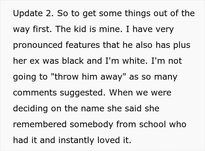 Text excerpt discussing husband's feelings after realizing who their son is named after, mentioning family and naming decisions. - 7