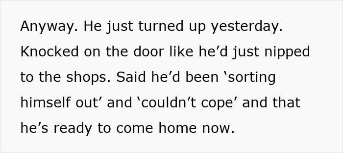 Guy Disappears On Family Right After NYE, Reappears Months Later, Expecting Wife To Welcome Him Back
