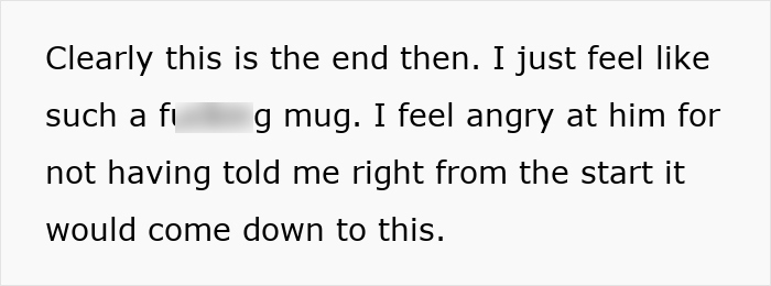 Text excerpt showing a woman expressing anger after giving up life to follow partner who prioritizes his mother. - 7
