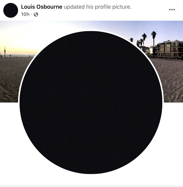 Profile picture update showing a solid black circle highlighting Ozzy Osbourne&rsquo;s passing and family rifts after kid snubs.