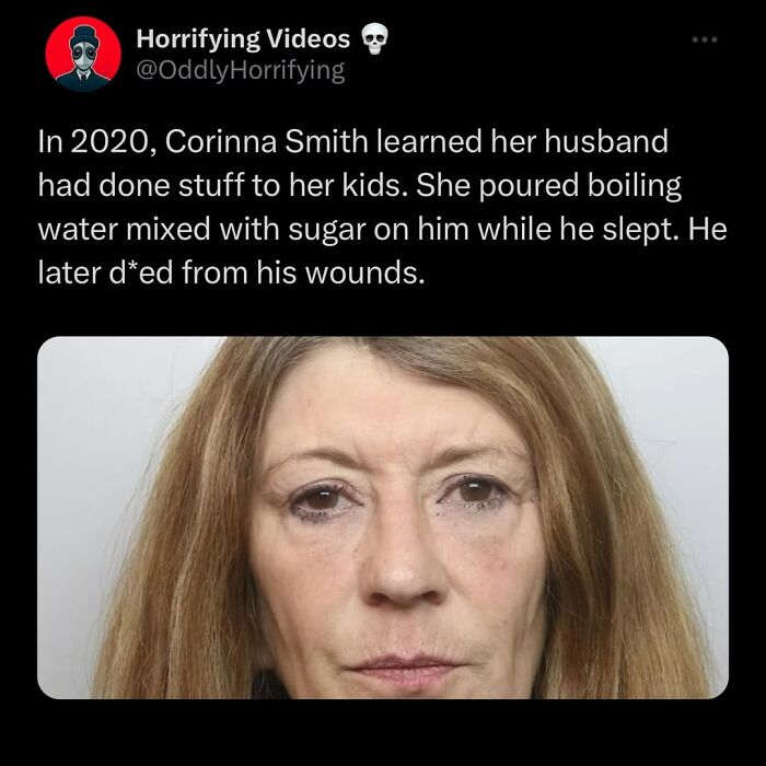 Middle-aged woman with serious expression, related to oddly horrifying and unnerving stories that might give nightmares.