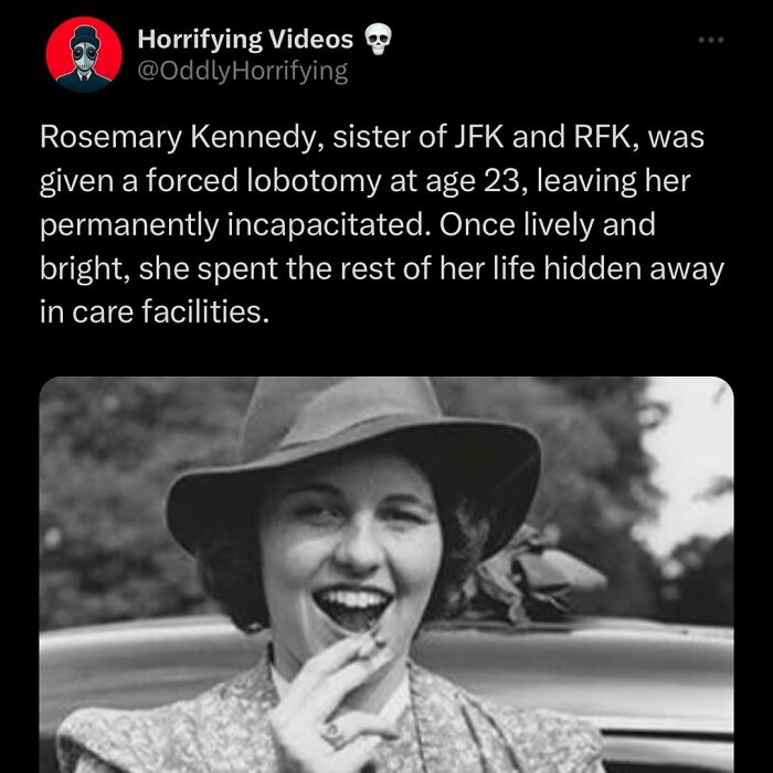 Black and white photo of a smiling woman smoking, related to unnerving images and oddly horrifying stories.