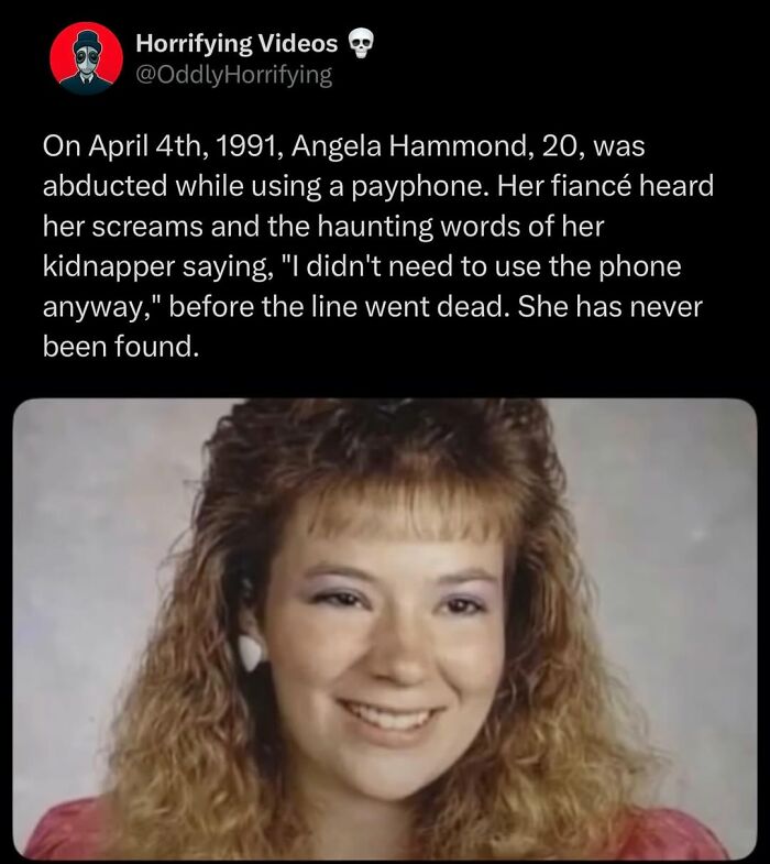 Young woman abducted in 1991, featured in oddly horrifying unnerving images that might give nightmares.