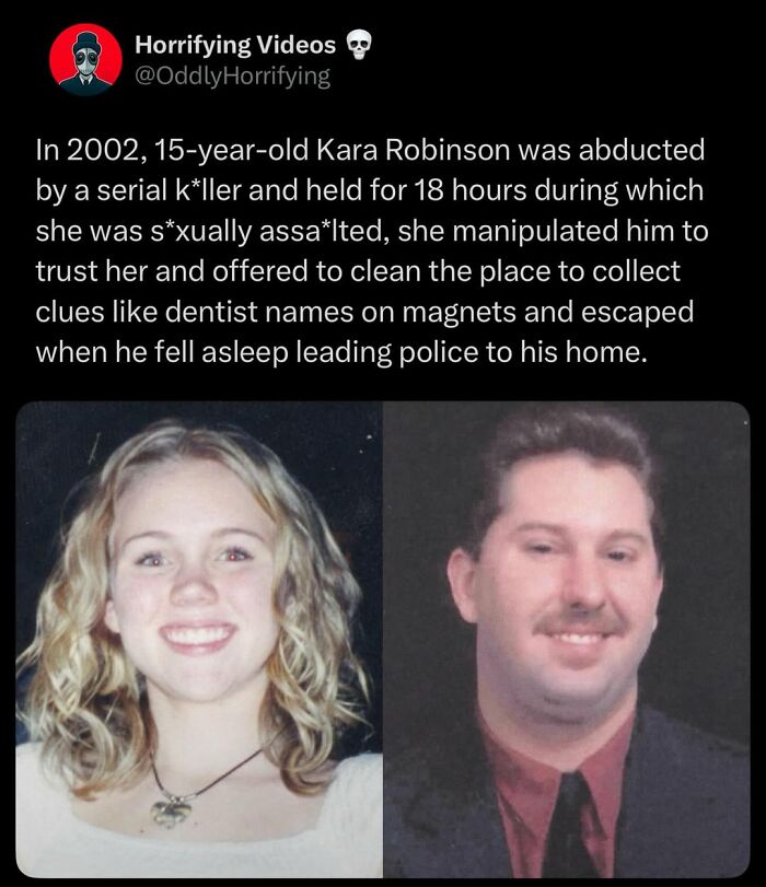 Photos of a smiling teenage girl and a man, related to an unsettling true crime story in unnerving images collection.