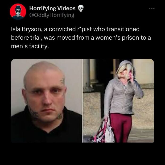 Side-by-side images of a person before and after gender transition linked to an unnerving and oddly horrifying story.