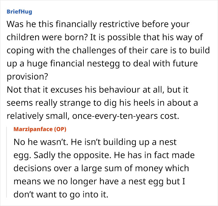 Text conversation about husband being financially restrictive and not allowing wife and kids passports due to affordability issues. - 26
