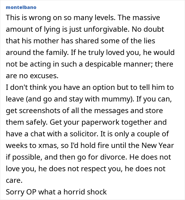 Alt text: Woman discovers husband texted his mother revealing lies and betrayal, facing emotional shock and family deceit.