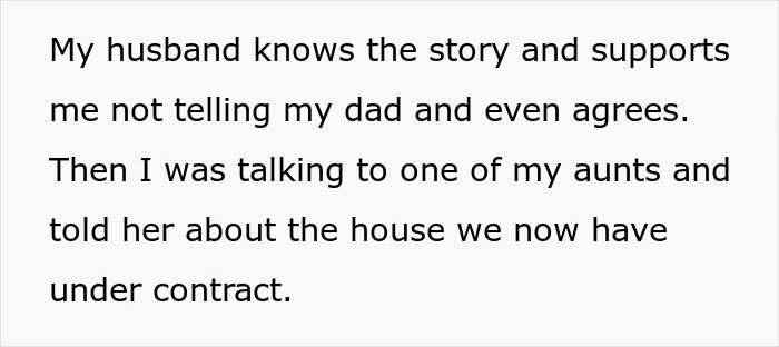 Alt text: Woman doesn't share important news with dad after last attempt and reflects on being horribly wrong.